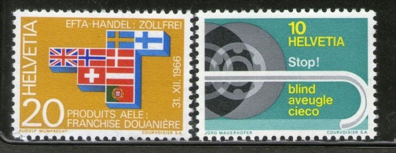 Switzerland 1967 Flag Automobile Wheel Blind pedestrians Sc 480-81 MNH # 3399