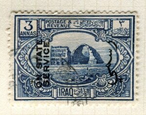 IRAQ; 1924 early Pictorial STATE SERVICE issue used Shade of 3a. value