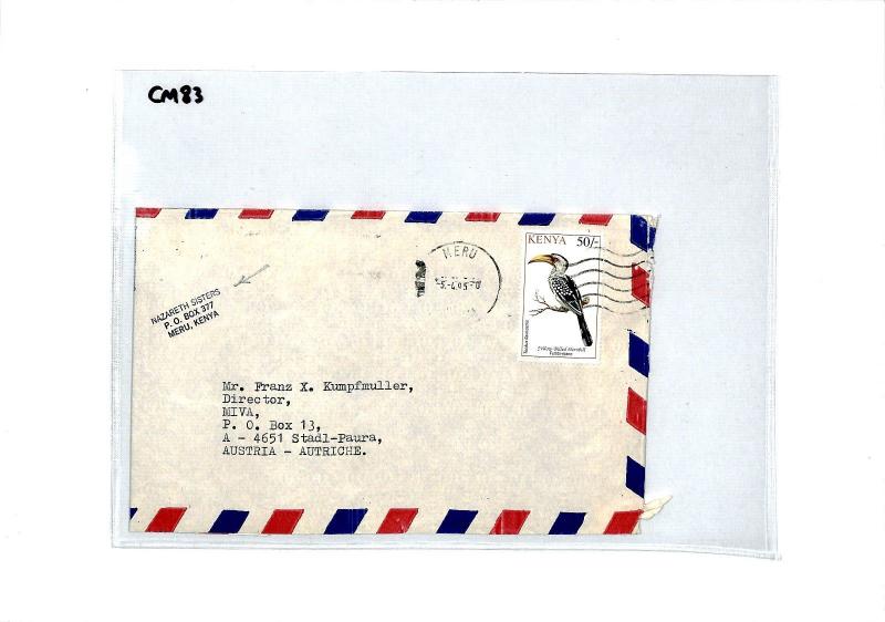 Kenya Cover *NAZARETH SISTERS* Cachet 1995 Meru Missionary Mail BIRDS MIVA CM83