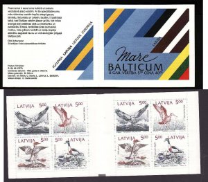 Latvia-Sc#335a- id9-unused NH booklet-Birds-1992-