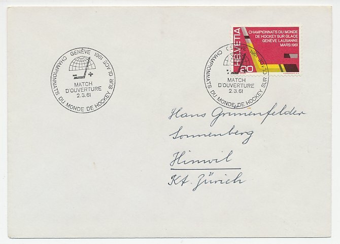 Cover / Postmark Switzerland 1961 Ice hockey - World Championships