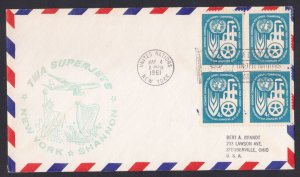 UNITED NATIONS UNO - 1961 TWA SUPERJETS NEW YORK to SHANNON - FIRST FLIGHT COVER