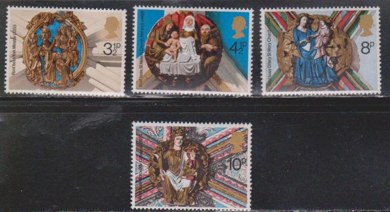 Great Britain Scott # 732-5 Mint Never Hinged - Christmas Roof Bosses 1974