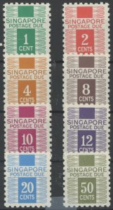 Singapore #J1-J8 Unused Single (Complete Set)