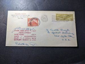 1933 USA Columbia Signed Airmail First Flight Cover FFC NY Round Trip via Haiti