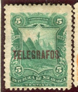 NICARAGUA; 1890s early classic TELEGRAFOS Optd. issue Mint unused 5c. value