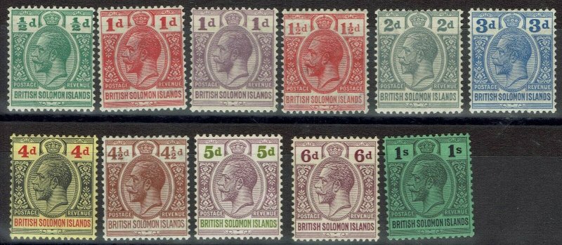 BRITISH SOLOMON ISLANDS 1922 KGV 1/2D TO 1/- WMK MULTI SCRIPT CA 