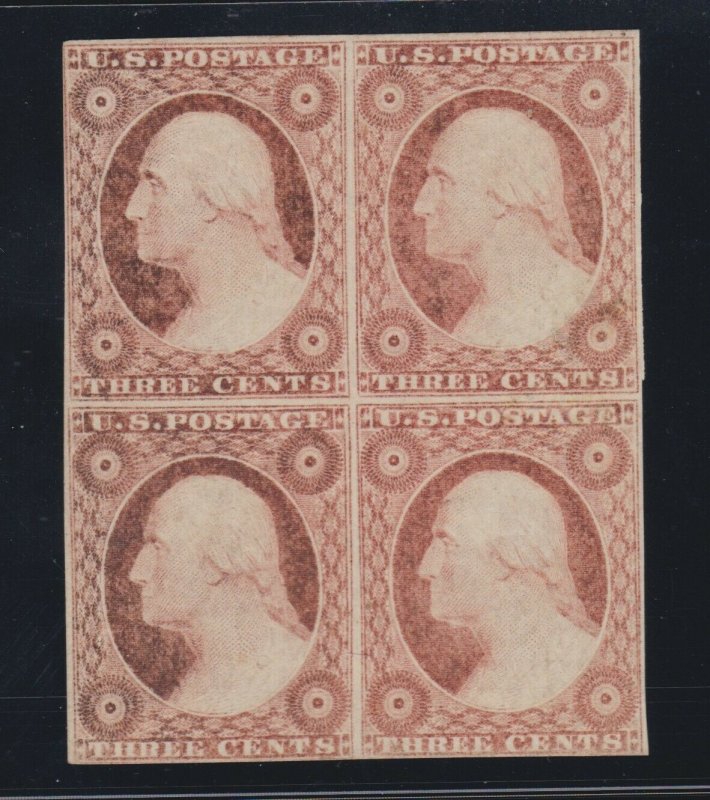US 11A 3c Washington Mint Block of 4 w/ PF Cert F-VF OG PH SCV $2000
