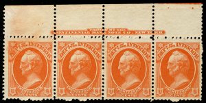 USA #O22 F/VF to VF OG H/NH, Imprint Strip,  right stamp is VF/XF NH, VERY FR...