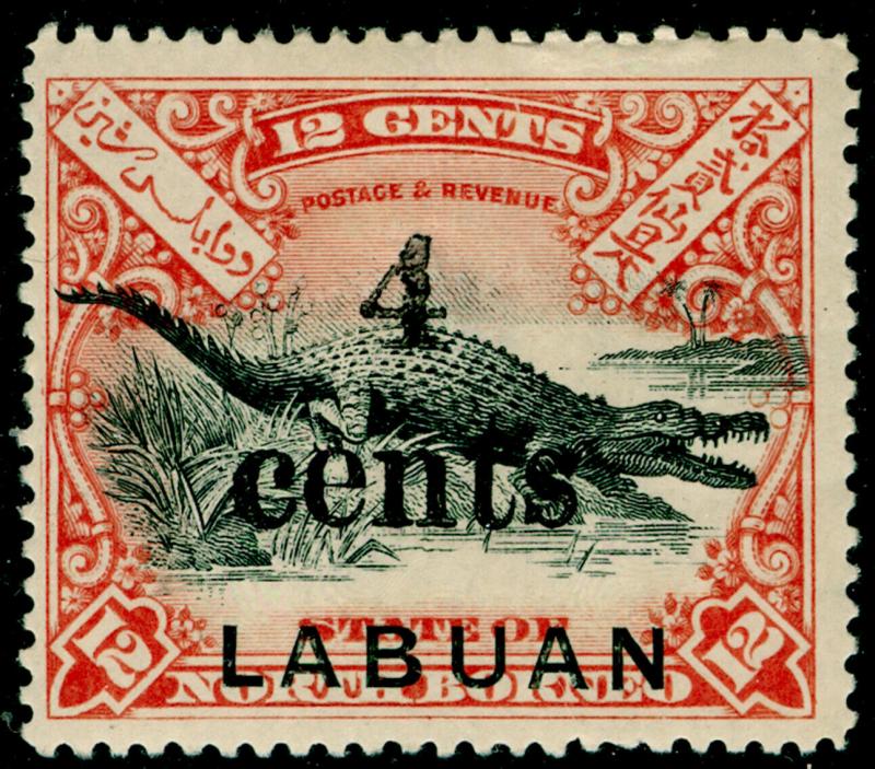 LABUAN SG132, 4c on 12c black & vermilion, M MINT. Cat £45.