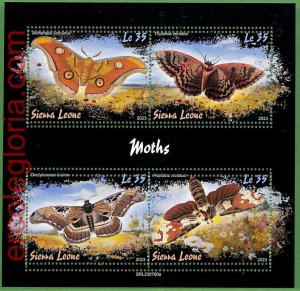 B1794 - SIERRA LEONE - ERROR MISPERF Stamp Sheet - 2023 - Moths, Insects-