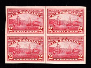 US 373 2c Hudson-Fulton Mint Centerline Block 4  XF OG NH SCV $360