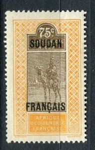 FRENCH COLONIES: SOUDAN 1921 Pictorial Optd. issue Mint hinged 75c. value