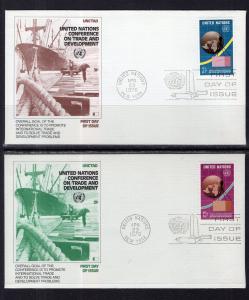 UN New York 274-275 Trade Fleetwood Set of Two U/A FDCs