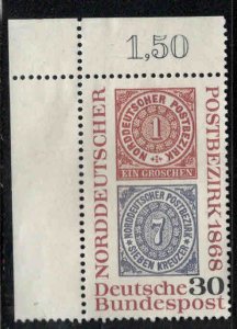 Germany Scott 990 Mint No Gum stamp on stamp