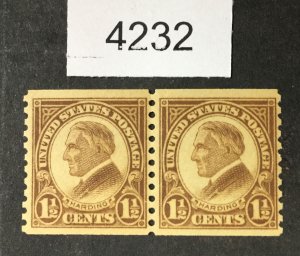 MOMEN: US STAMPS #598 MINT OG NH PAIR  LOT #4232