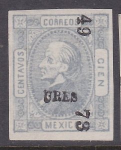 MEXICO 1873 100c imperf unused 49 URES 73..................................A2461