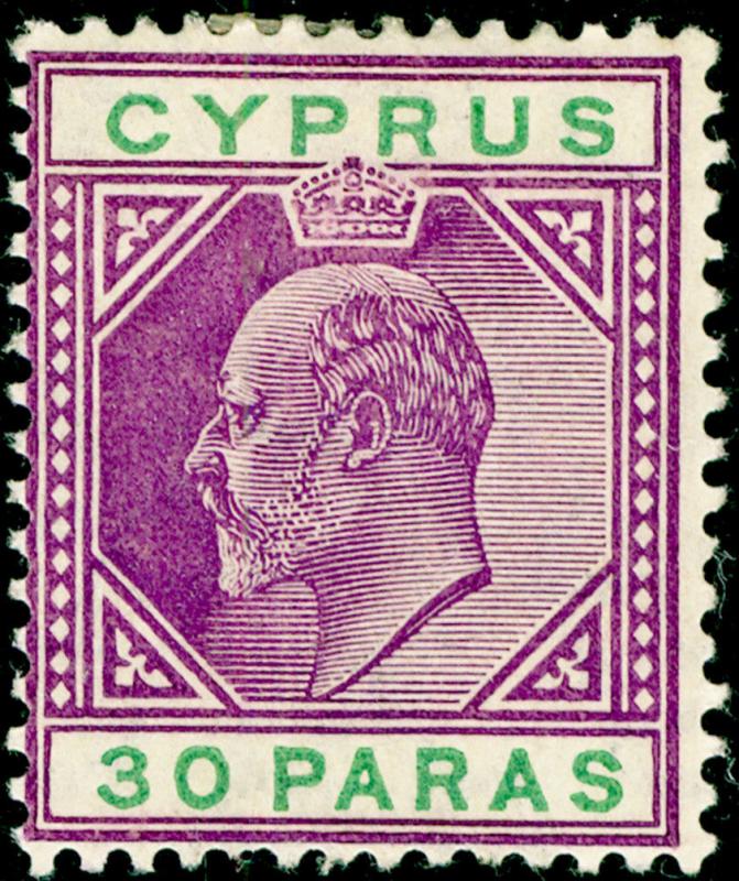 CYPRUS SG63, 30pa purple & green, M MINT. Cat £19. WMK MULT CA