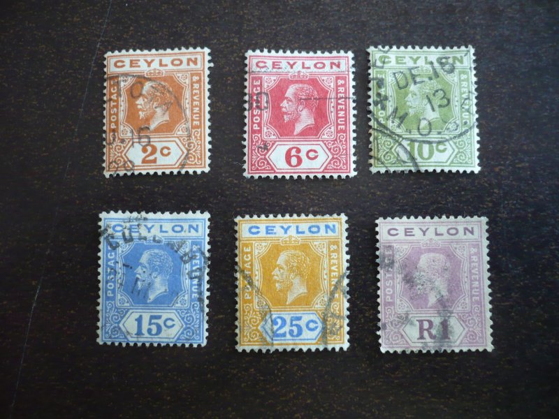 Stamps - Ceylon - Scott# 201,204-207,210 - Used Part Set of 6 Stamps