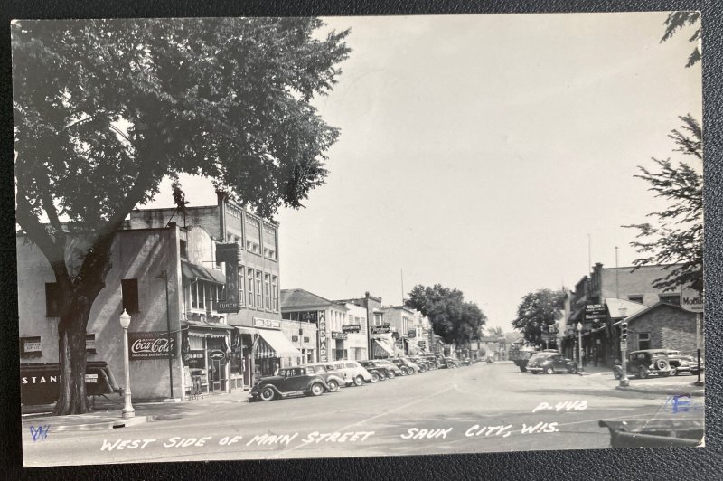 1951 Sauk City WI USA RPPC Postcard Cover To Chicago IL Main Street View