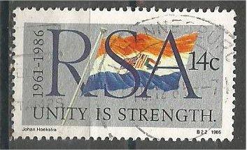 SOUTH AFRICA, 1986, used 14c, Flag, Text in English, Scott 669
