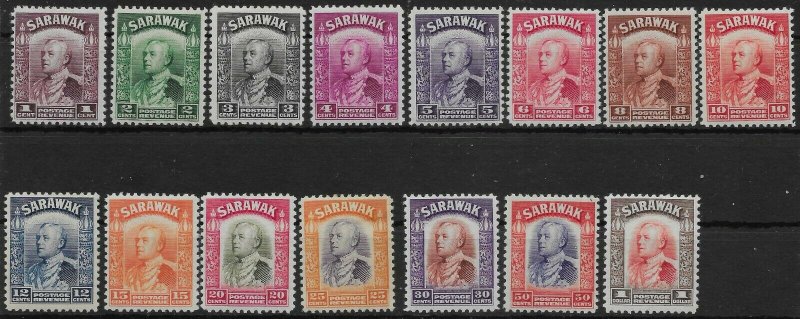 SARAWAK SG106/20 1934 DEFINITIVE SET TO $1 MTD MINT (NO 1941 VALS)