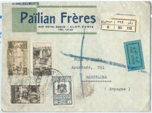 71149 - SYRIA - POSTAL HISTORY - REGISTERED Airmail COVER  to SPAIN 1950