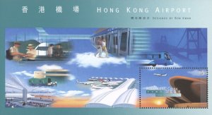 1998 Hong Kong #821a, 821b HK Airport MNH Block of 6 + Souvenir Sheet