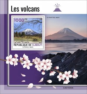DJIBUTI - 2021 - Volcanoes - Perf Souv Sheet - Mint Never Hinged