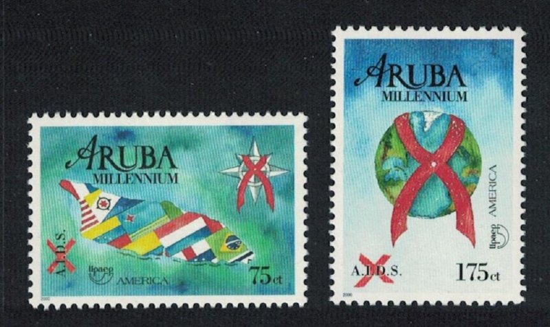 Aruba America AIDS Awareness 2v 2000 MNH SG#259-260