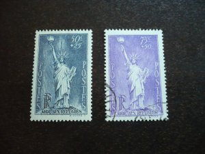 Stamps - France - Scott# B44-B45 - Mint Hinged & Used Set of 2 Stamps