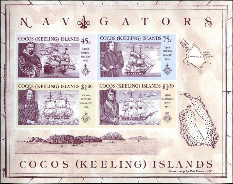 Cocos Islands #218-221a Complete Set(4), 1990, Never Hinged