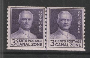 US/Canal Zone 1960 Sc# 153 MNH VG/F - Coil Joint line pair Goethals