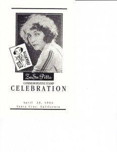 USPS Santa Cruz 2nd Day Ceremony Program #2824 Zasu Pitts Silent Screen 1994