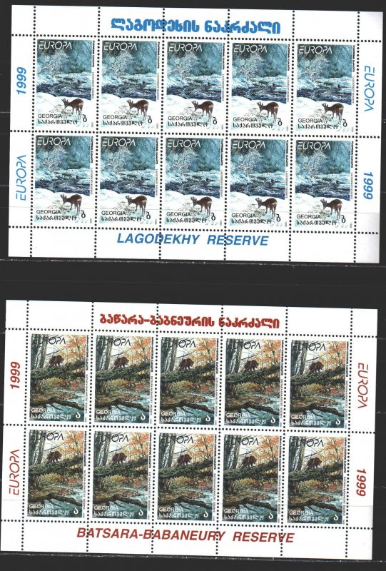 Georgia. 1999. Small sheet 312-13. Fauna of Georgia, Europe-Sept. MNH.