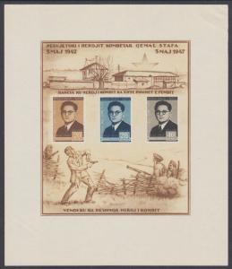 Albania Sc 393a MNG. 1947 Qemal Stafa Death Anniversary Souvenir Sheet, fresh