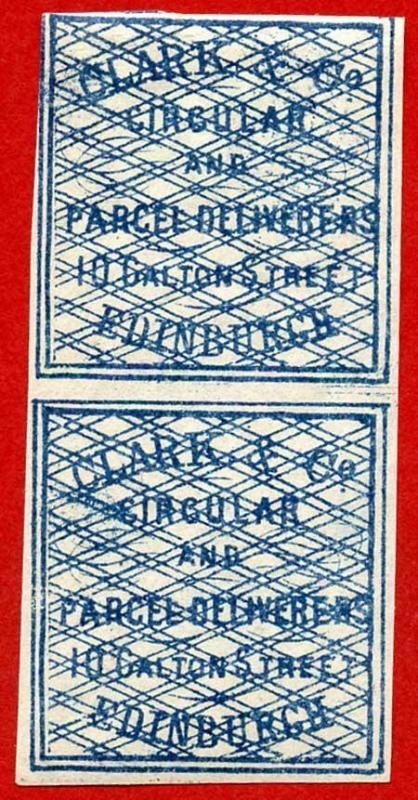 Circular Delivery SGCD3 Clarkand Co. 1/4d blue mint vertical pair 