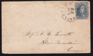 US CSA 4 on Cover from Savannah, GA to Stone Mountain w/ PAID CDS F-VF SCV $400