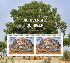 NIGER 2023 MONKEY BAOBAB HIPPOPOTAMUS GIRAFFE OWL TURTLE FROG MUSHROOM CAT MNH-