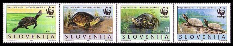 Slovenia WWF European Pond Tortoise Strip of 4v 1996 MNH SC#247 a-d