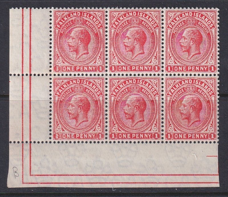 Falkland Islands, Scott 31c (SG 61c), MNH block