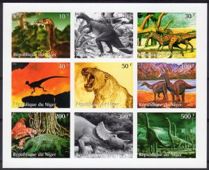 Niger 1999  Dinosaurs-Prehistoric Animals Shlt (9) Imperforated MNH VF