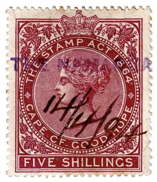 (I.B) Cape of Good Hope Revenue : Stamp Duty 5/- (1885)