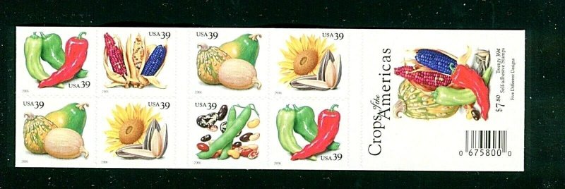 4008 - 4012 Crops of the Americas Booklet of 20 39¢ Stamps MNH