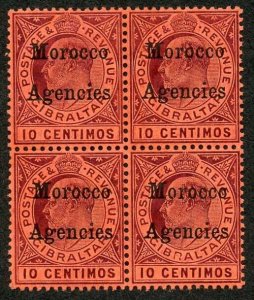 Morocco Agencies SG25 10c dull purple/red wmk Mult Crown CA U/M Block of 4