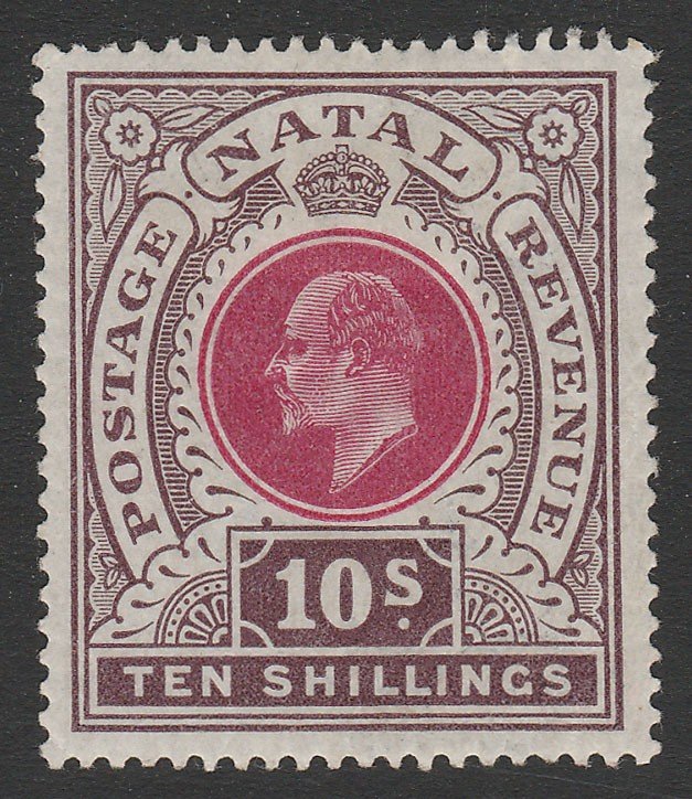 NATAL 1902 KEVII 10/- deep rose & chocolate.