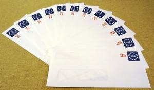 U611 25c U.S. Postage Envelopes Set of 12 Double Window