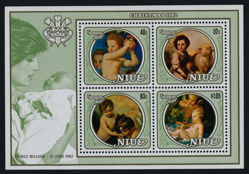 Niue 360-3,3a,4-7 MNH Christmas, Art, Princess Diana, Prince William