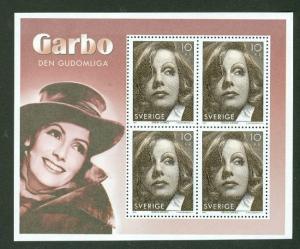 SWEDEN #2517d, 2005 Greta Garbo Souvenir Sheet of 4