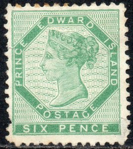 1862-69 Prince Edward Island Sg 25 6d yellow-green Mounted Mint (No Gum)